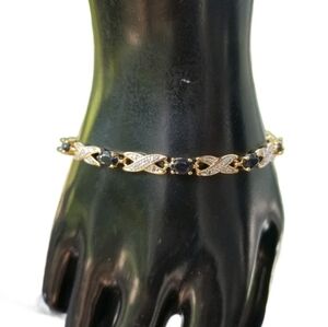 PAJ 18k GOLDPLATED  SAPPHIRE & DIAMOND XOXO TENNIS BRACELET